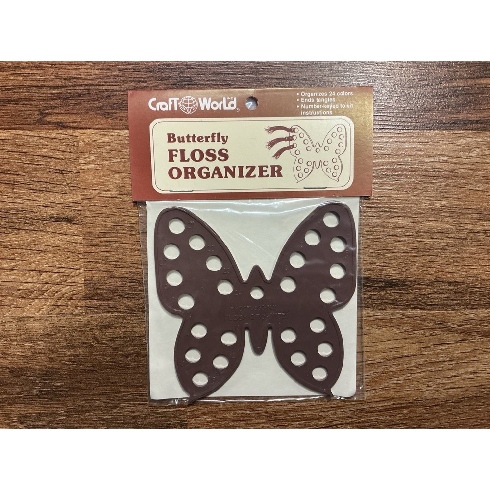 Craft World BROWN BUTTERFLY FLOSS ORGANIZER Organizes 24 Colors ENDS TANGLES